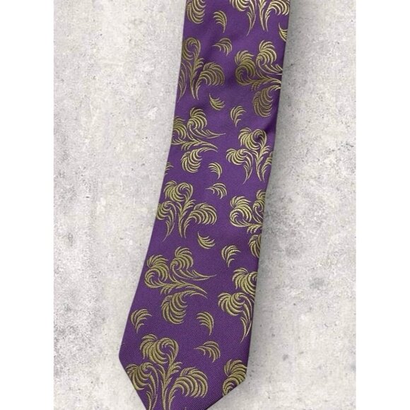 PENROSE Silk Tie ENGLAND XL Purple Gold Art W:3" EUC - Picture 6 of 6